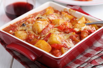 Vegetarian ragout in a baking dish