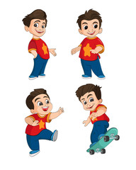 Happy Boy in different poses and expressions.