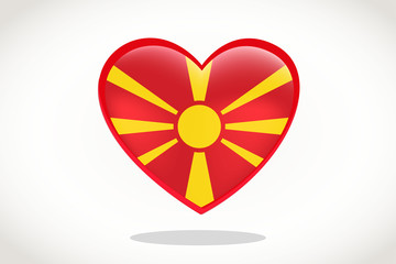 Macedonia Flag in Heart Shape. Heart 3d Flag of Macedonia, Macedonia flag template design.