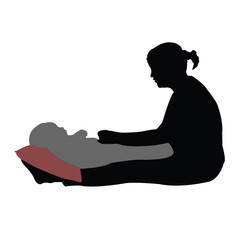 a woman trying to sleep the baby, silhouette vector