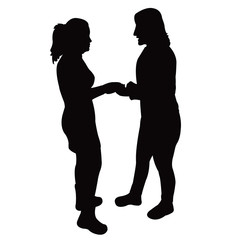 two women making chat, silhouette vector