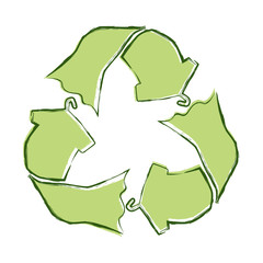 Sketch doodle recycle textiles, reuse clothes symbol isolated on white background. Recycle icon for sustainable fashion, zero waste lifestyle. Hand drawn recycle textiles icon.