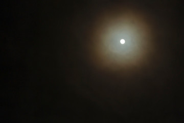 full moon. Photo taken at night. Soft focus. Tinted