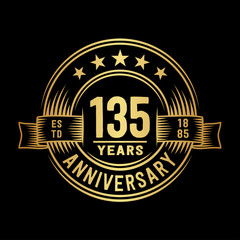 135 years anniversary celebration logotype. Vector and illustration.
