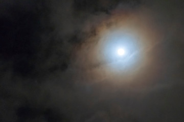 full moon. Photo taken at night. Soft focus. Tinted