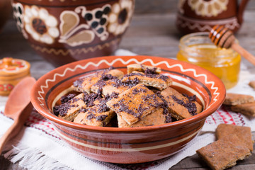 Traditional Russian cakes with poppy seeds