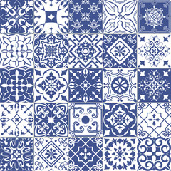 Big set of tiles in portuguese, spanish, italian style. For wallpaper, backgrounds, decoration for your design, ceramic, page fill and more.
