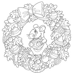 Rat with a heart coloring