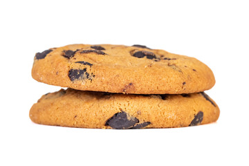 Chocolate chip cookies isolated on white background. Sweets.