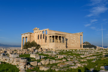 Fototapeta premium Parthenon Temple in Acropolis of Athens, Greece. Golden hour light.