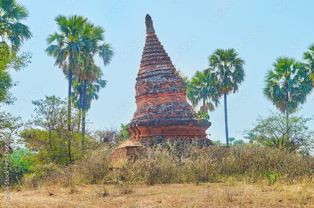 Poster The ancient tilted stupa, Bagan, Myanmar