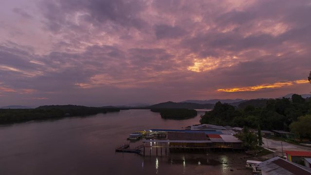 4K Beautiful Sunrise of dramatic moving cloud in Tuaran, Sabah Borneo, Malaysia.
