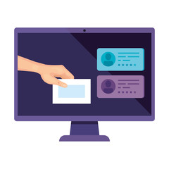 computer for vote online isolated icon