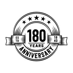 180 years anniversary celebration logotype. Vector and illustration.