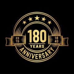 180 years anniversary celebration logotype. Vector and illustration.