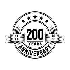 200 years anniversary celebration logotype. Vector and illustration.