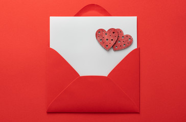 valentines day love letter Flat lay background