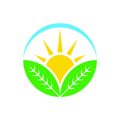 Leaves Sun and Sky Icon Logo