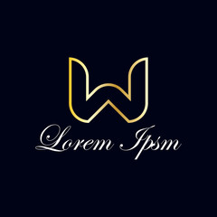 Golden w letter logo vector icon flat minimal