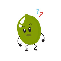 Lime, cute, attractive, character with emotion, surprise, annoyance, anger.
