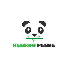 Panda and bamboo logo design vector illustration