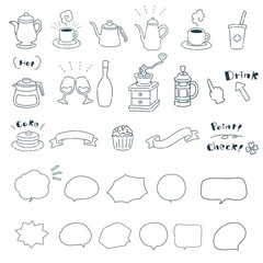 手書き風フキダシと飲み物の可愛いイラスト