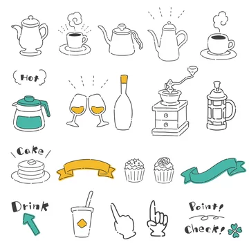 手書き シンプルでかわいいカフェアイコンイラスト素材 Stock Vector Adobe Stock
