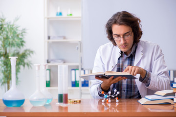 Chemistry lecturer during lecture in college