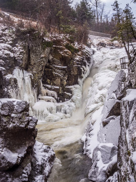 Frozen waterfalls in Adirondack Mountains