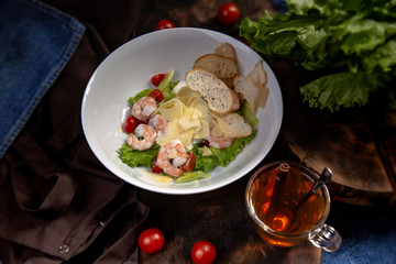 Seafood salad with shrimp and herbs