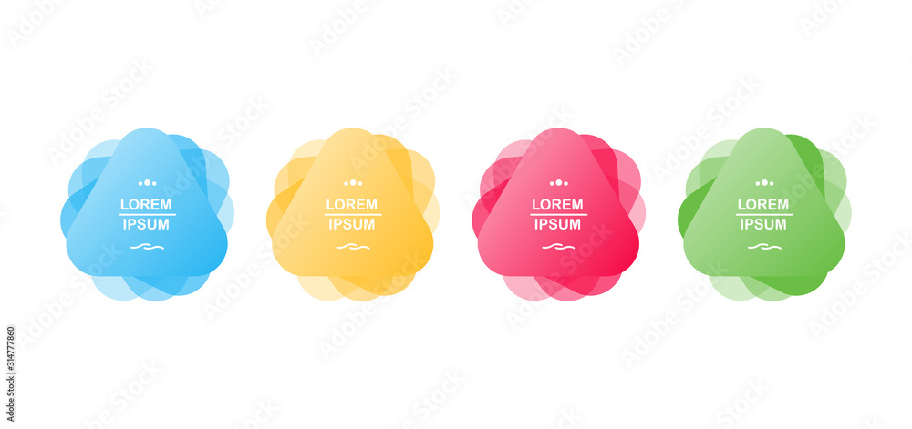 Poster four fluid different color design elements for your text on a white background. vector illustration.