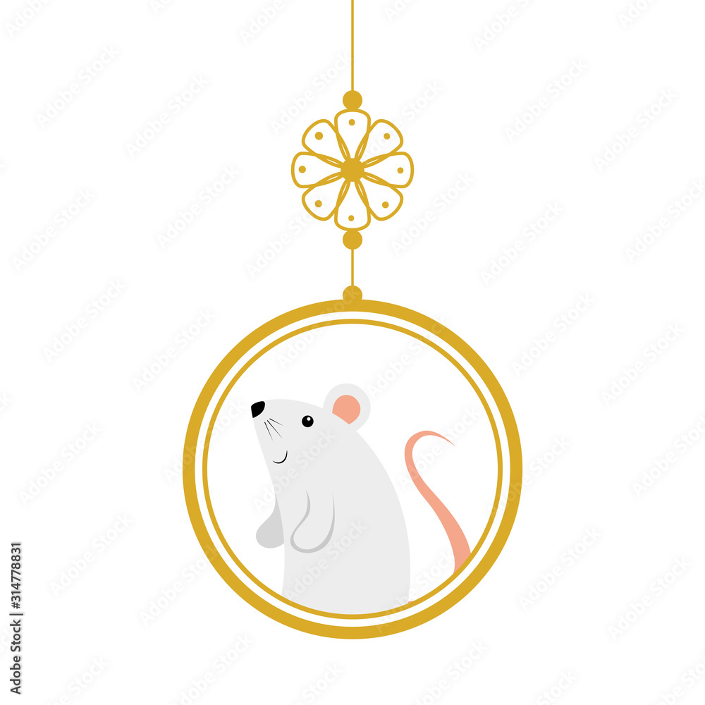 Poster cute rodent rat in decoration chinese hanging