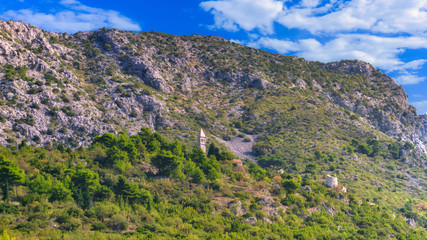 ruins on a mountain slope