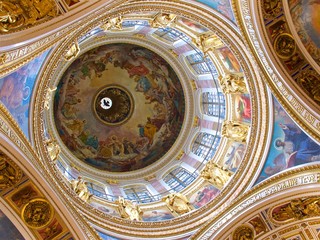 Fototapeta na wymiar Visiting the dome of St. Issac's Cathedral in St. Petersburg, Russia
