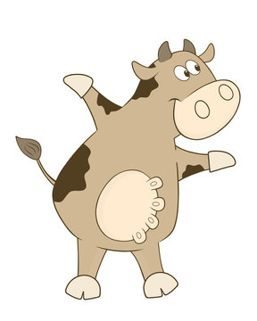 brown cow with spots, cartoon character isolated on white