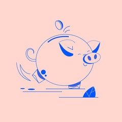 Piggy bank with coin. Icon saving or accumulation of money, investment