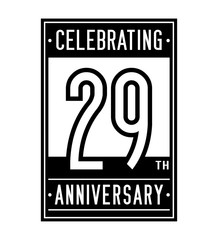 29 years logo design template. Anniversary vector and illustration.