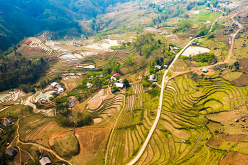 Rice fields on terraced in Sapa, Vietnam