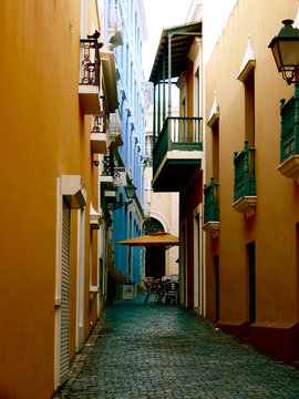 Colorful Old San Juan Street Cafe Puerto Rico USA - SJU