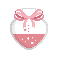 fragrance with heart bottle isolated icon