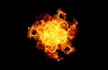 Fire flames on a black background