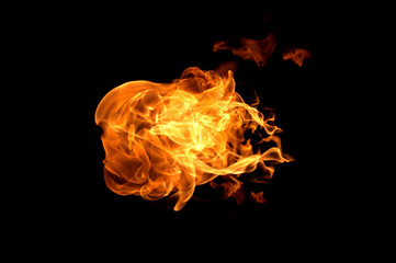 Fire flames on a black background