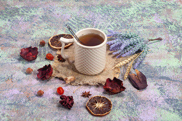 Red Hot Hibiscus tea in a glass mug