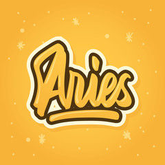 aries zodiac name hand lettering