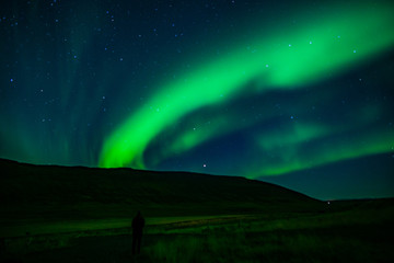 bright northern lights (aurora borealis) in Iceland