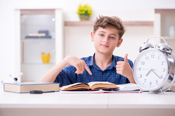 Kid preparing for school at home