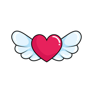 heart with wings pop art style icon