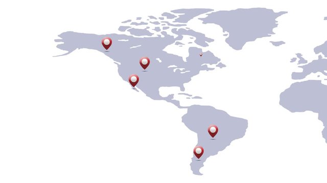 Animation of a Location Pin Revealing In America Map Showing Community Growing