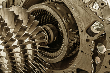 industrial production metallic turbine background