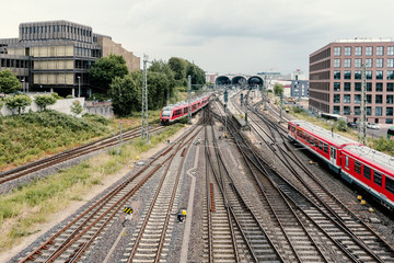 Fototapeta premium railway line and trains, transporting system